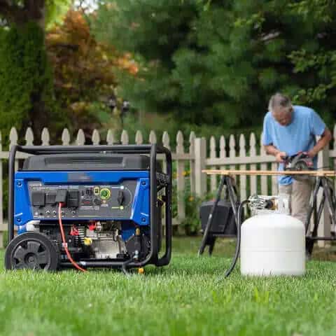 Powering a chainsaw with an lpg generator in the yard